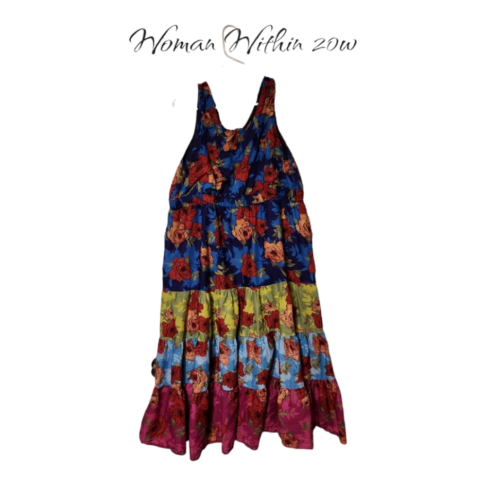 Woman Within Floral Boho  20W Plus Size Dress (2X)